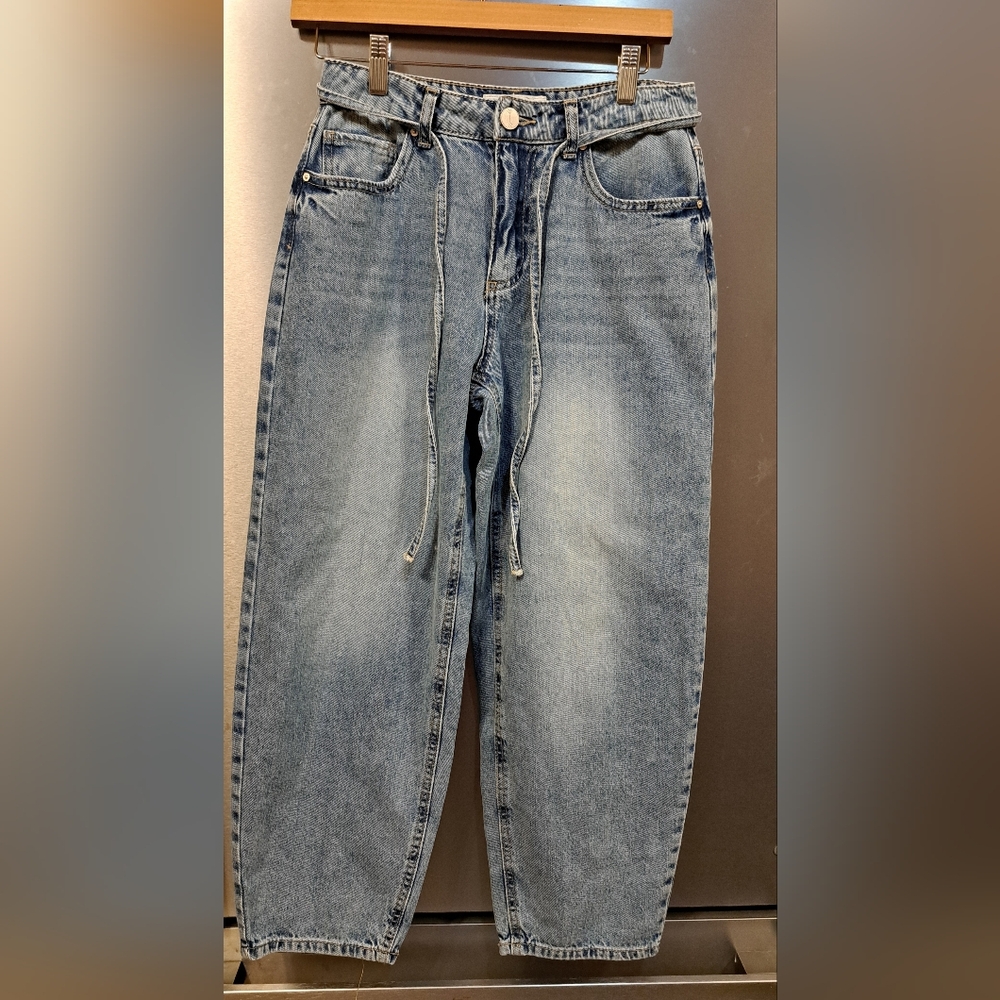 Ban.jara High Rise Barrel Leg Jeans 100% Cotton Size 8/28 Chic Y2k  Vintage BOHO